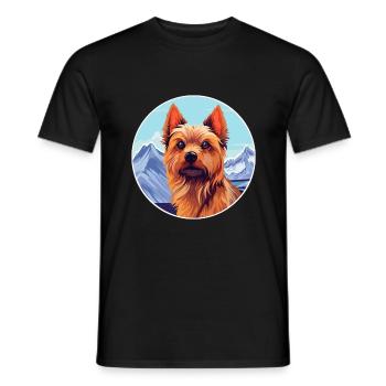 Australian Silky Terrier Dog Breed Cartoon Kawaii - Men's T-Shirt - black - Front - AI Model Male 178 light (178cm)