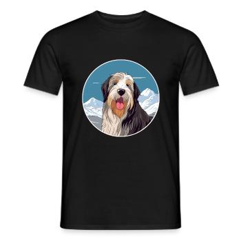 Barbu Collie chien race dessin animé Kawaii aquarelle - T-shirt homme - noir - Devant - AI Model Male 178 light (178cm)