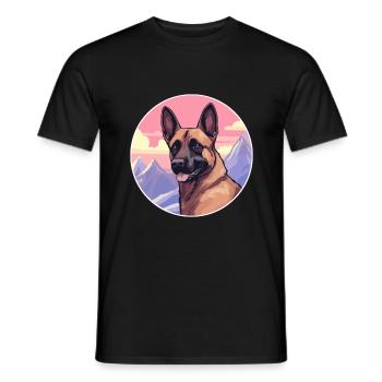 Chien Malinois Belge Race Cartoon Kawaii Watercol - T-shirt homme - noir - Devant - AI Model Male 178 light (178cm)