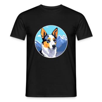 Blue Heeler Dog Breed Cartoon Kawaii Watercolor - Men's T-Shirt - black - Front - AI Model Male 178 light (178cm)