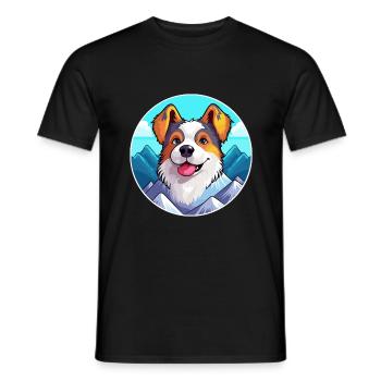 Billy Dog Breed Cartoon Kawaii aquarelle - T-shirt homme - noir - Devant - AI Model Male 178 light (178cm)