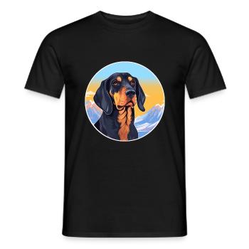 Noir et Tan Coonhound chien race Cartoon Kawaii W - T-shirt homme - noir - Devant - AI Model Male 178 light (178cm)
