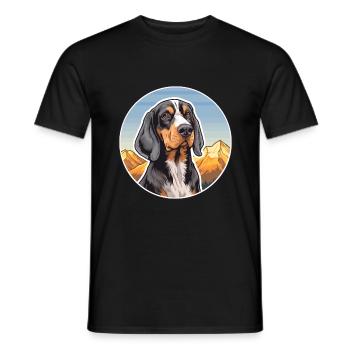 Bluetick Coonhound chien race dessin animé kawaii waterc - T-shirt homme - noir - Devant - AI Model Male 178 light (178cm)