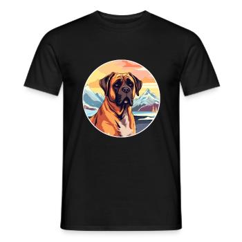 Boerboel Dog Breed Cartoon Kawaii Watercolor - Men's T-Shirt - black - Front - AI Model Male 178 light (178cm)