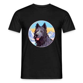 Chien de berger belge race de chien Cartoon Kawaii Watercol - T-shirt homme - noir - Devant - AI Model Male 178 light (178cm)