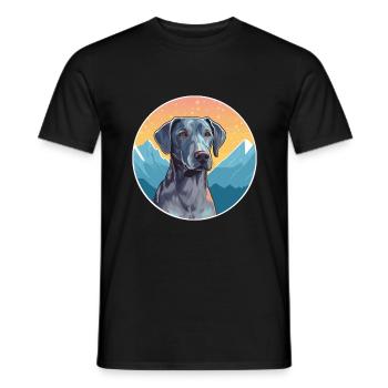 Bleu dentelle chien race dessin animé Kawaii aquarelle - T-shirt homme - noir - Devant - AI Model Male 178 light (178cm)