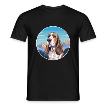 Blue Gascony Basset Dog Breed Cartoon Kawaii Water - Men's T-Shirt - black - Front - AI Model Male 178 light (178cm)