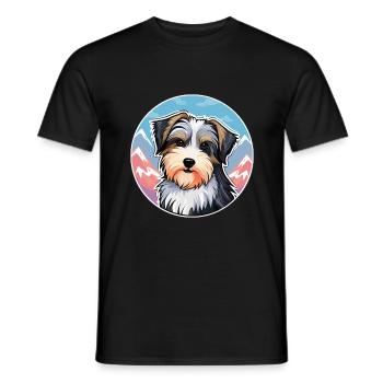 Biewer Terrier Dog Breed Cartoon Kawaii Watercolor - Men's T-Shirt - black - Front - AI Model Male 178 light (178cm)