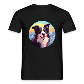 Border Collie Hunderasse Cartoon Kawaii Aquarell - Männer T-Shirt - Schwarz - Vorne - AI Model Male 178 light (178cm)