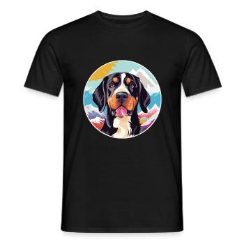 Braque Francais Race de chien Cartoon Kawaii Watercolo - T-shirt homme - noir - Devant - AI Model Male 178 light (178cm)