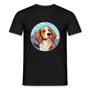 Bretagne chien race dessin animé Kawaii aquarelle - T-shirt homme - noir - Devant - AI Model Male 178 light (178cm)