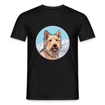 Berger Picard chien race dessin animé Kawaii aquarelle - T-shirt homme - noir - Devant - AI Model Male 178 light (178cm)