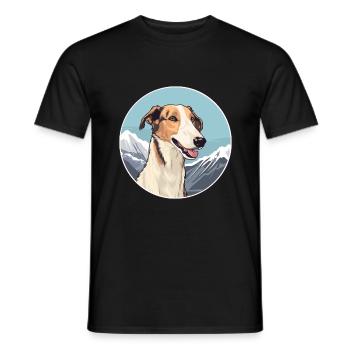 Barzoï chien race Cartoon Kawaii aquarelle - T-shirt homme - noir - Devant - AI Model Male 178 light (178cm)