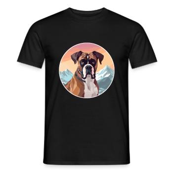 Bull Boxer chien race dessin animé Kawaii aquarelle - T-shirt homme - noir - Devant - AI Model Male 178 light (178cm)