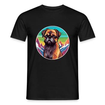 Bruxelles Grifone Razza Di Cane Cartone Animato Kawaii Watercol - T-shirt uomo - nero - Fronte - AI Model Male 178 light (178cm)