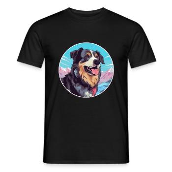 Bucovine Chien de berger race Cartoon Kawaii Waterco - T-shirt homme - noir - Devant - AI Model Male 178 light (178cm)