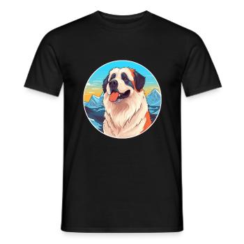 Caucasian Ovcharka Dog Breed Cartoon Kawaii Waterc - Men's T-Shirt - black - Front - AI Model Male 178 light (178cm)