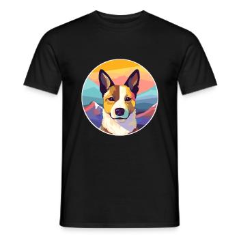 Canaan chien race dessin animé Kawaii aquarelle - T-shirt homme - noir - Devant - AI Model Male 178 light (178cm)