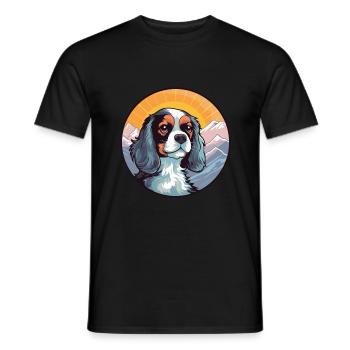 Cavalier Dog Breed Cartoon Kawaii Watercolor - Men's T-Shirt - black - Front - AI Model Male 178 light (178cm)