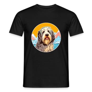 Catalan Sheepdog Dog Breed Cartoon Kawaii Watercol - Men's T-Shirt - black - Front - AI Model Male 178 light (178cm)