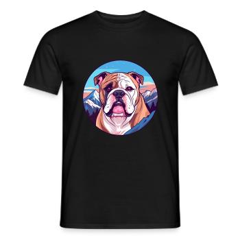 Bulldogge Hund Rasse Cartoon Kawaii Aquarell - Männer T-Shirt - Schwarz - Vorne - AI Model Male 178 light (178cm)