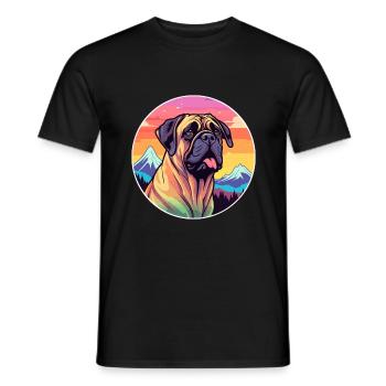 Bullmastiff chien race dessin animé Kawaii aquarelle - T-shirt homme - noir - Devant - AI Model Male 178 light (178cm)