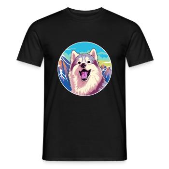 Kanadische Eskimo-Hunderasse Karikatur Kawaii Watercolo - Männer T-Shirt - Schwarz - Vorne - AI Model Male 178 light (178cm)