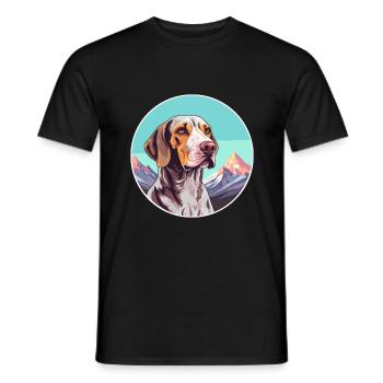 Burgos Pointer chien race dessin animé Kawaii aquarelle - T-shirt homme - noir - Devant - AI Model Male 178 light (178cm)