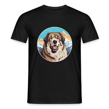 Caucasian Shepherd Dog Breed Cartoon Kawaii Waterc - Men's T-Shirt - black - Front - AI Model Male 178 light (178cm)
