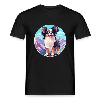 Continental Toy Spaniel Chien Race Cartoon Kawaii W - T-shirt homme - noir - Devant - AI Model Male 178 light (178cm)