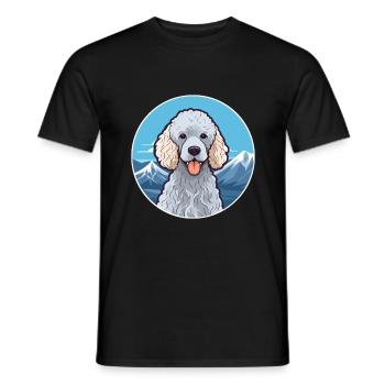 Corded Poodle Dog Breed Cartoon Kawaii Watercolor - Men's T-Shirt - black - Front - AI Model Male 178 light (178cm)