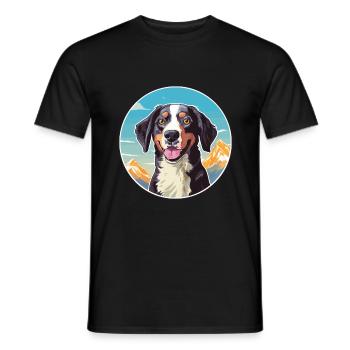 Deutsche Bracke Hunderasse Cartoon Kawaii Watercolo - Männer T-Shirt - Schwarz - Vorne - AI Model Male 178 light (178cm)