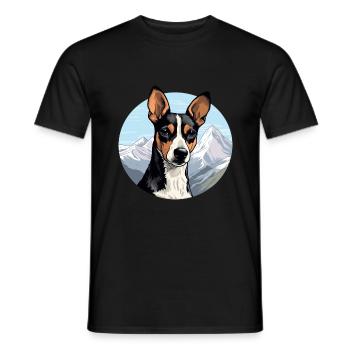 Decker Rat Terrier Dog Breed Cartoon Kawaii Waterc - Men's T-Shirt - black - Front - AI Model Male 178 light (178cm)