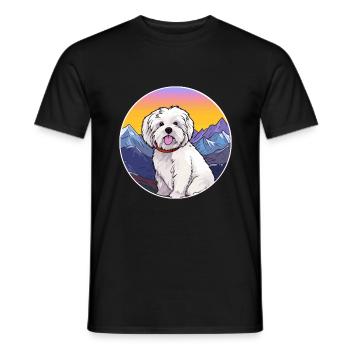 Coton De Tuléar Race De Chien Cartoon Kawaii Watercolo - T-shirt homme - noir - Devant - AI Model Male 178 light (178cm)