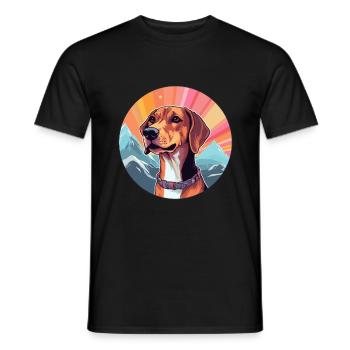 Chien de Crète chien race Cartoon Kawaii aquarelle - T-shirt homme - noir - Devant - AI Model Male 178 light (178cm)