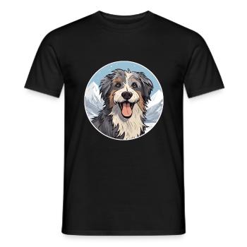 Chien de berger croate race de chien dessin animé Kawaii Waterco - T-shirt homme - noir - Devant - AI Model Male 178 light (178cm)