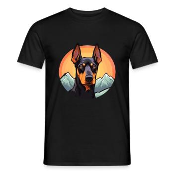 Dobermann Pinscher Hunderasse Cartoon Kawaii Waterco - Männer T-Shirt - Schwarz - Vorne - AI Model Male 178 light (178cm)