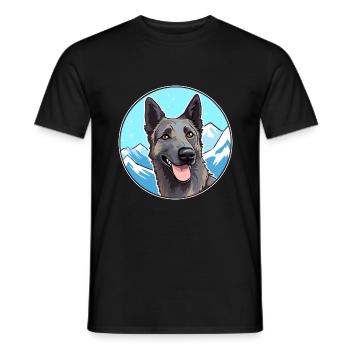 Dutch Shepherd Dog Breed Cartoon Kawaii Watercolor - Men's T-Shirt - black - Front - AI Model Male 178 light (178cm)