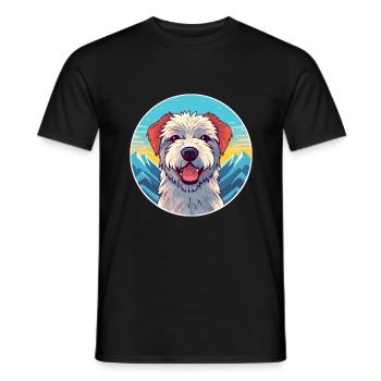 Holländische Smoushond-Hunderassen-Karikatur Kawaii Watercolo - Männer T-Shirt - Schwarz - Vorne - AI Model Male 178 light (178cm)
