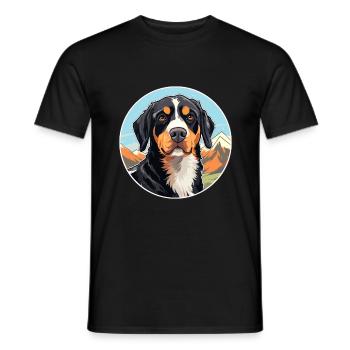 Entlebucher Mountain Dog Breed Cartoon Kawaii Wate - Men's T-Shirt - black - Front - AI Model Male 178 light (178cm)