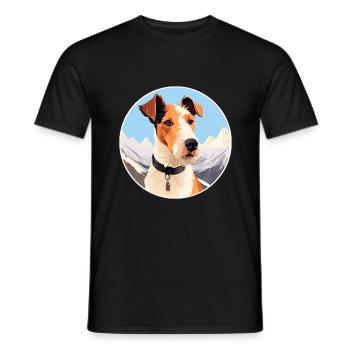Foxterrier Glatte Hunderasse Cartoon Kawaii Waterc - Männer T-Shirt - Schwarz - Vorne - AI Model Male 178 light (178cm)