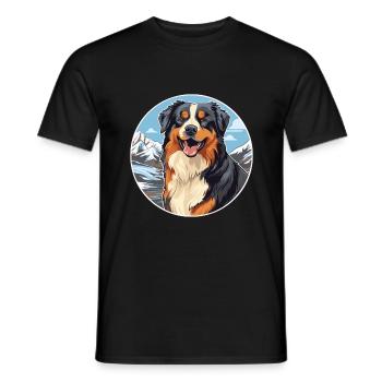 English Shepherd Dog Breed Cartoon Kawaii Watercol - Men's T-Shirt - black - Front - AI Model Male 178 light (178cm)