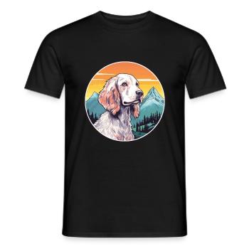 English Setter Dog Breed Cartoon Kawaii Watercolor - Men's T-Shirt - black - Front - AI Model Male 178 light (178cm)
