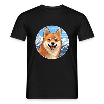 Finnischer Spitz Hunderasse Cartoon Kawaii Aquarell - Männer T-Shirt - Schwarz - Vorne - AI Model Male 178 light (178cm)