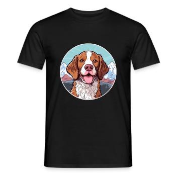 Français Bretagne chien race Cartoon Kawaii Watercolo - T-shirt homme - noir - Devant - AI Model Male 178 light (178cm)