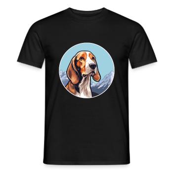Finnish Hound Dog Breed Cartoon Kawaii Watercolor - Men's T-Shirt - black - Front - AI Model Male 178 light (178cm)