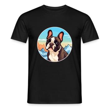 Bouledogue Français chien race Cartoon Kawaii aquarelle - T-shirt homme - noir - Devant - AI Model Male 178 light (178cm)
