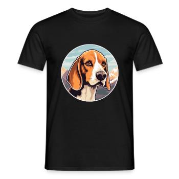 English Foxhound Dog Breed Cartoon Kawaii Watercol - Men's T-Shirt - black - Front - AI Model Male 178 light (178cm)
