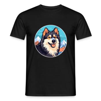 Finnish Lapphund Dog Breed Cartoon Kawaii Watercol - Men's T-Shirt - black - Front - AI Model Male 178 light (178cm)