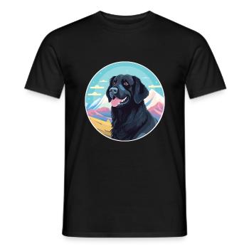 Plat enduit Retriever chien race dessin animé Kawaii Wat - T-shirt homme - noir - Devant - AI Model Male 178 light (178cm)